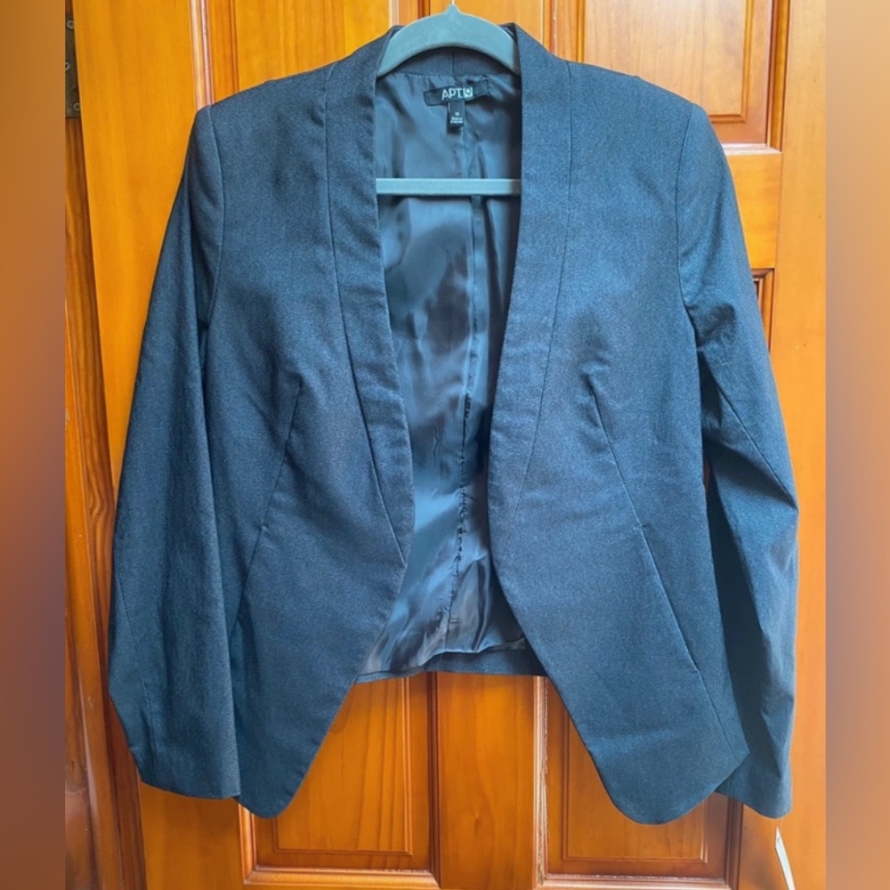 🆕 NWT Apt 9 Women’s Open Front Blazer Jacket 10 Charcoal Denim Medium M